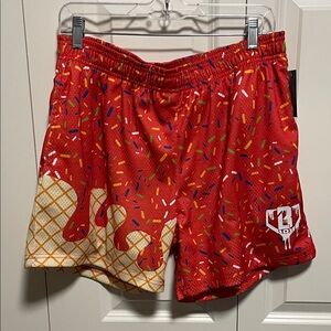 Bold Red Sprinkle Athletic Shorts